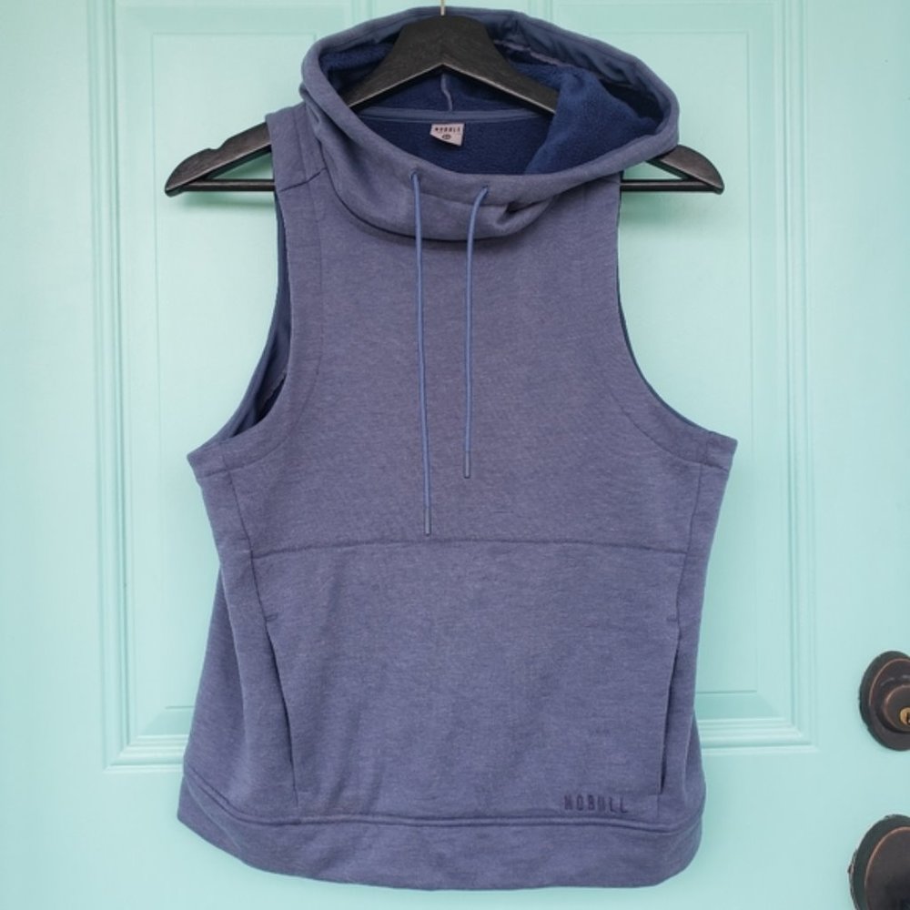Nobull hoodie vest in blue fuzzy lined